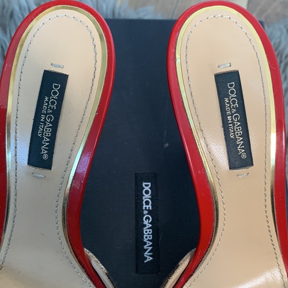 Dolce and Gabbana Red Patent Heel with Leopard Print Slides size 36.5 - Picture 4 of 9